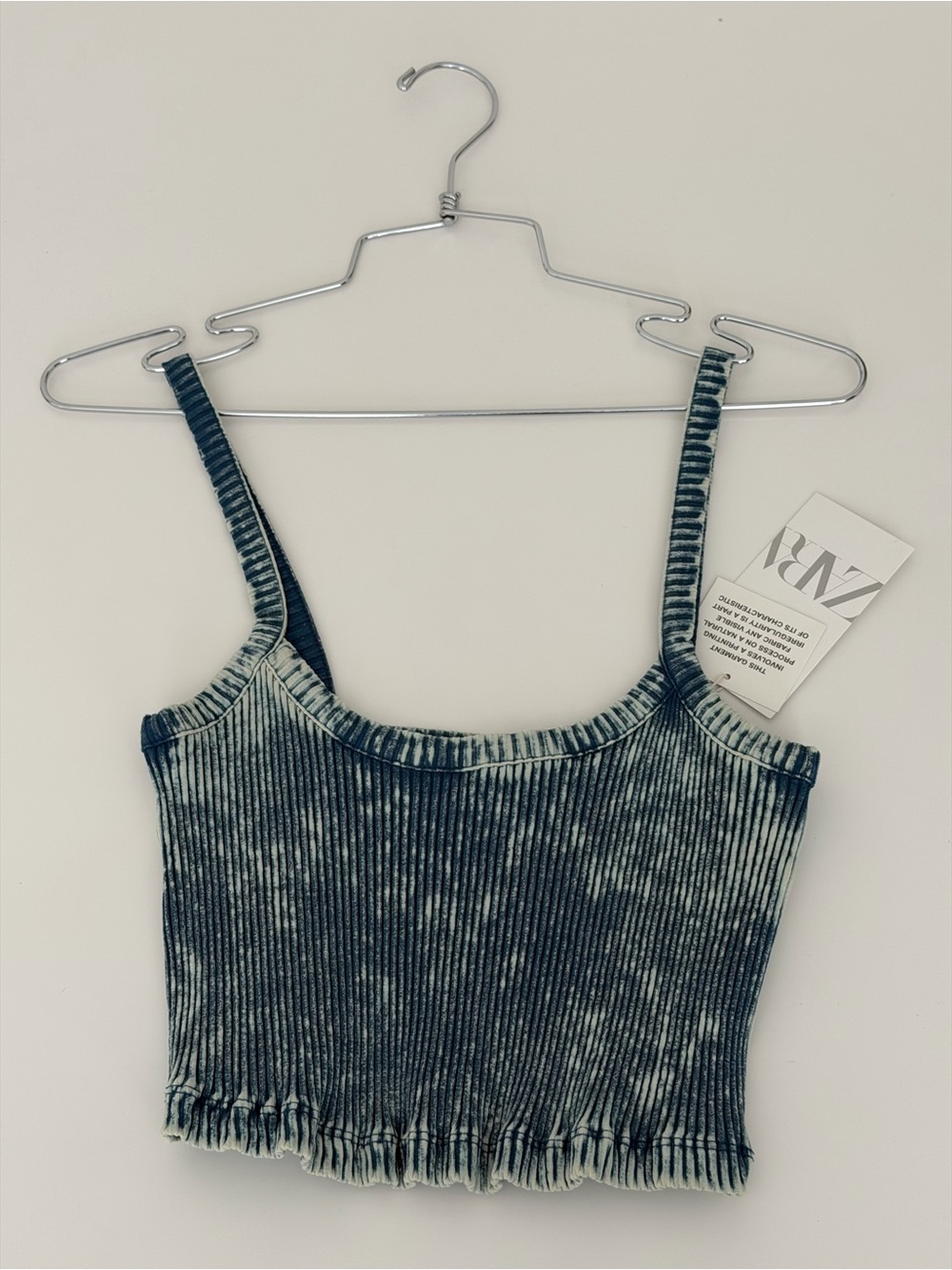 ZARA Blue Tie-Dye Ribbed Crop Camisole